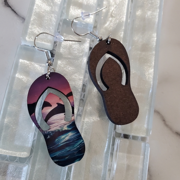 Jumping Dolphins Flip Flop Earrings - Picture 6 of 7